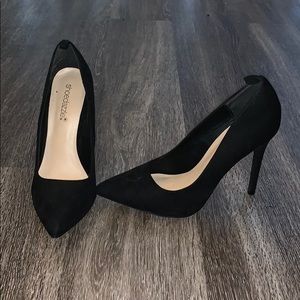 Black Faux Suede High Heels